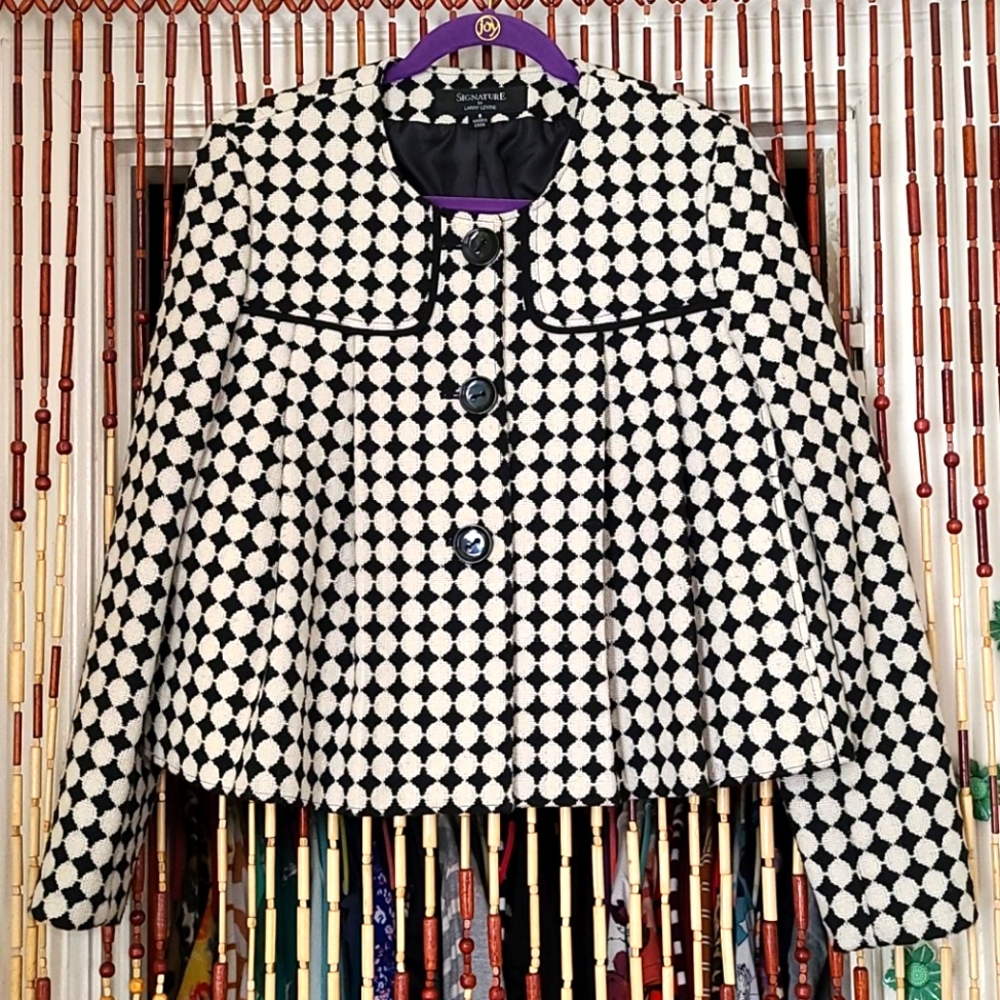 Signature by Larry Levine Monochrome Geometric Blazer
